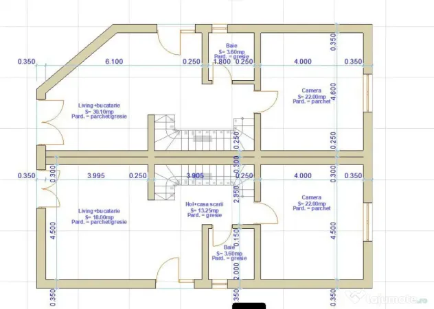 Duplex in constructie, 4camere 3 bai, 200mp teren, Teilor, F - Floresti (Cluj)