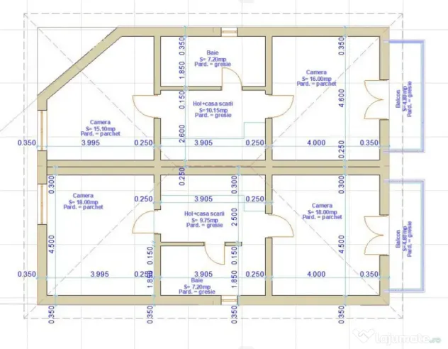 Duplex in constructie, 4camere 3 bai, 200mp teren, Teilor, F - Floresti (Cluj)