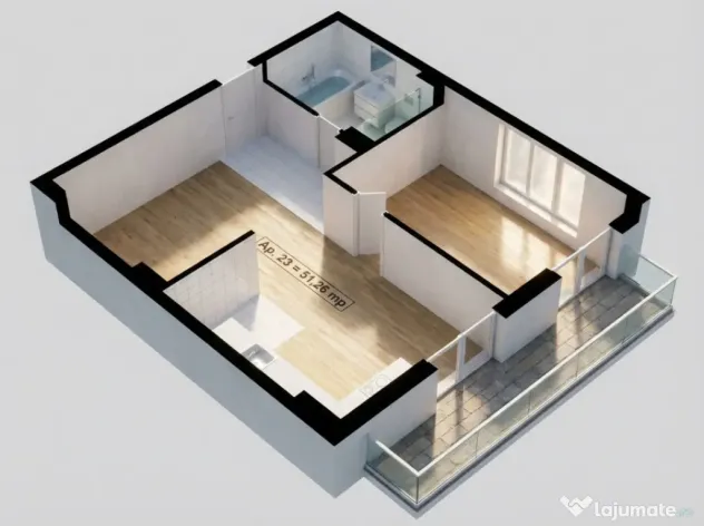 BLOC NOU! 1680E/MP TVA INCLUS! 2 Camere 51mp, terasa 10mp, z - Floresti (Cluj)