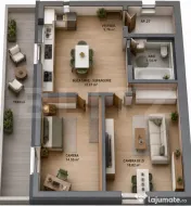 Apartament 2 camere în bloc nou | 56,96 mp + balcon 17 mp 
