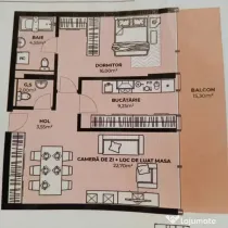 Apartament 2 camere 58,5 mp + terasa 15.3 mp in Cluj zona Da