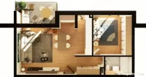 Apartament 2 CAM, SU 53.34MP 1 BALCON, zona INTRE LACURI