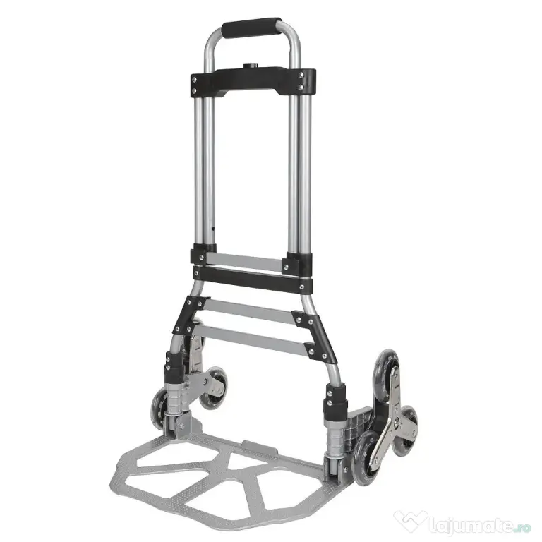 Carucior/Liza de greutati 75KG, pliabil,6roti, Aluminiu, Argintiu, nou