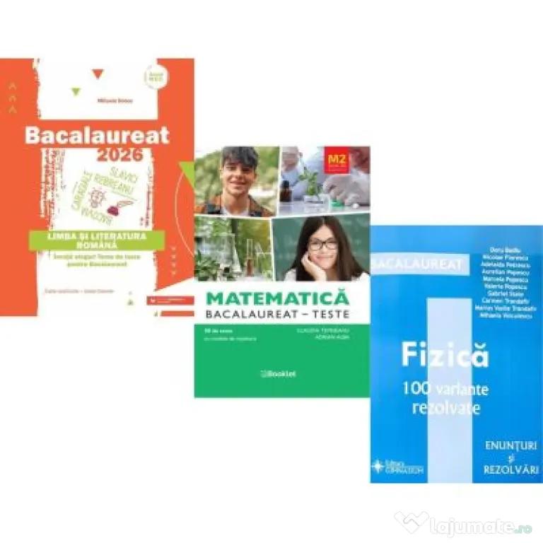 Pachet Bacalaureat 2026. Limba si literatura romana, Matematica M2 Profil Stiinte ale naturii. Bacalaureat Teste si Fizica 100 variante rezolvate - Mi