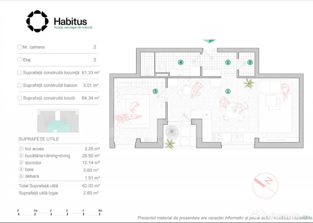 Apartament 2 camere, 62 mp, Habitus Oasului, Exclusivitate - Cluj-Napoca (Cluj)