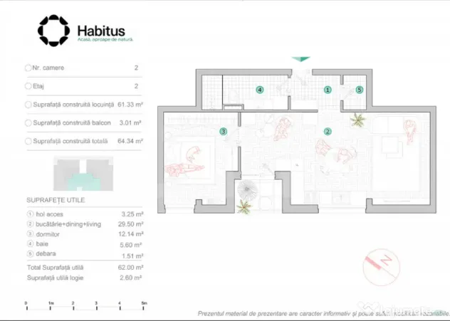 Apartament 2 camere, 62 mp, Habitus Oasului, Exclusivitate - Cluj-Napoca (Cluj)