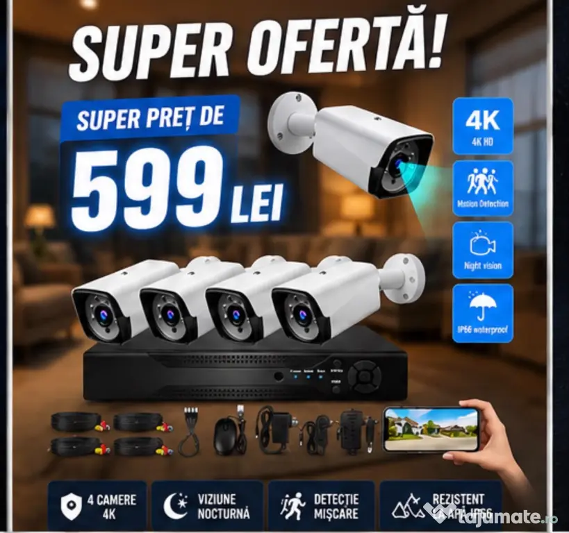 Vindem si Montam Camere Supraveghere Video KIT Complet 4/8/12 CAMERE