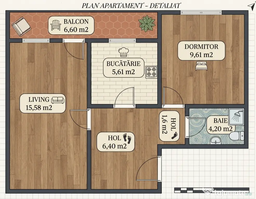 PROPRIETAR-Vând Apartament 2 camere, decomandat,etaj 3/4, Sibiu str. Siretului