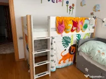 Pat înalt FLEXA NOR 90x200 cm cu saltea și accesorii