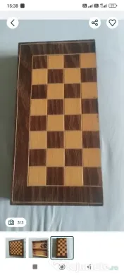 Set Sah si table, Lemn, Maro, 38x38 cm
