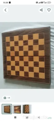 Set Sah si table, Lemn, Maro, 38x38 cm