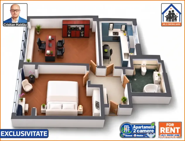 Apartament / Birou | 2 camere | Renovat | Mobilat | Utilat | Tineretul