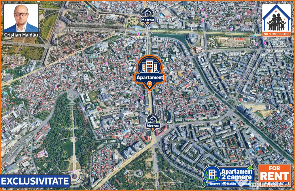Apartament / Birou | 2 camere | Renovat | Mobilat | Utilat | Tineretul