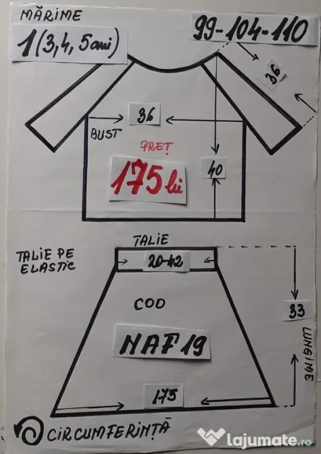 Costum popular pentru copii 3-4-5 ani, 175 lei