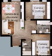 Apartament cu 3 camere, 66 mp utili, zona Careiului 