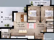 APartament cu 3 camere, 73 mp utili, zona Careiului
