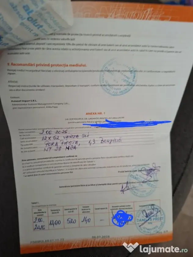 Baterie VARTA Silver Dynamic C6 52Ah 520A – cumpărată în iunie 2026