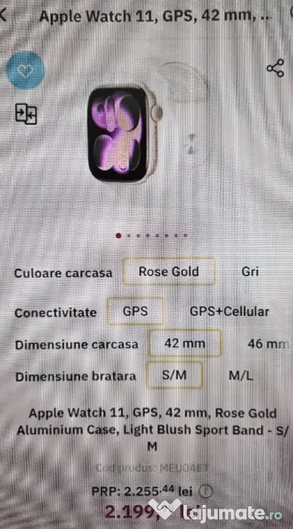 Vand Apple watch 11 rose gold 42 mm