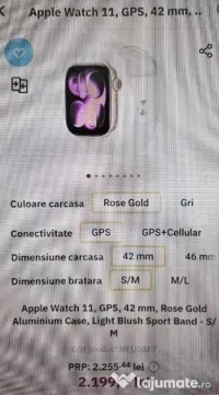 Vand Apple watch 11 rose gold 42 mm 