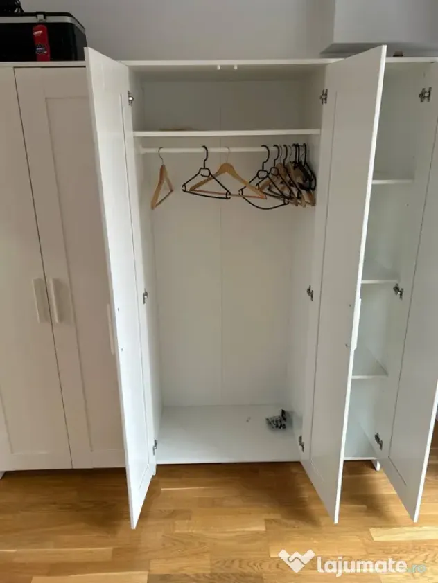 Dulap cu 3 uși, alb, dimensiuni 117x50x190 cm Ikea Brimnes