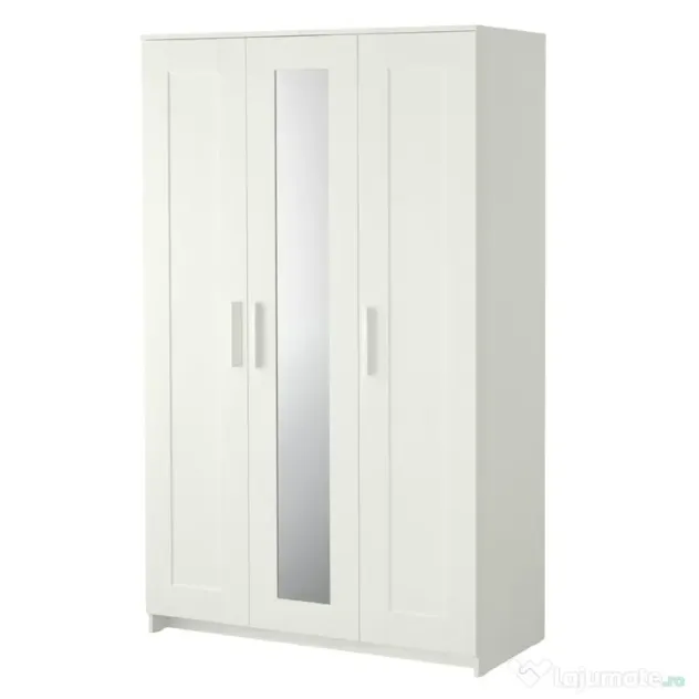 Dulap cu 3 uși, alb, dimensiuni 117x50x190 cm Ikea Brimnes