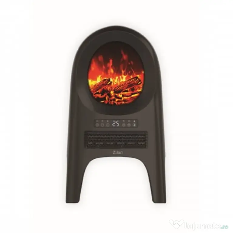 Aeroterma ceramica tip semineu, neagra, cu animatie si telecomanda, putere 2000W / ZLN 5664