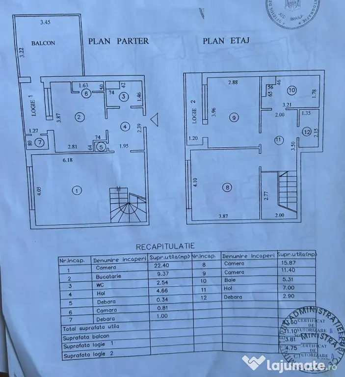 Duplex 3 camere Calarasilor - Etaj 2 si 3, suprafata totala - Braila (Braila)