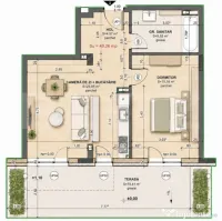 Apartament 2 camere, 49.20 mp, zona Iris