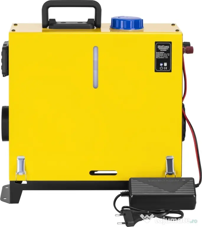 Aerotermă diesel staționară KraftDele 9 kW KD5966 cu panou LCD, telecomandă și evacuare direcționată pentru garaj și atelier