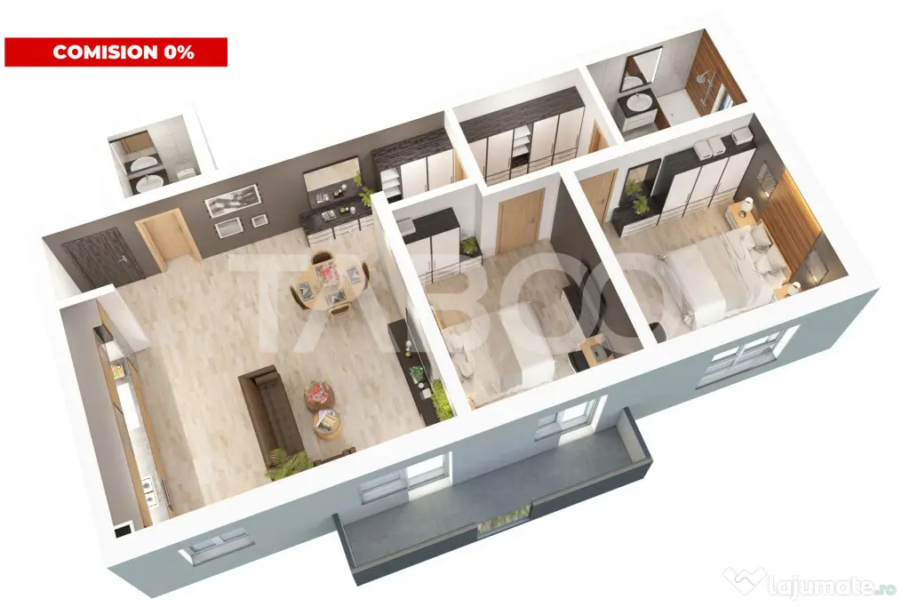 Apartament cu 3 camere De vanzare 2 bai parcare Doamna Stanc - Sibiu (Sibiu)