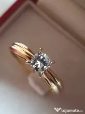 Inel Solitaire antic logodna aur 14k cu diamant natural vvs 0,5ct