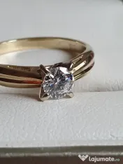 Inel Solitaire antic logodna aur 14k cu diamant natural vvs 0,5ct