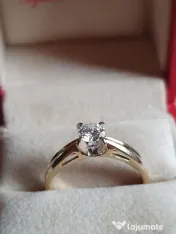 Inel Solitaire antic logodna aur 14k cu diamant natural vvs 0,5ct
