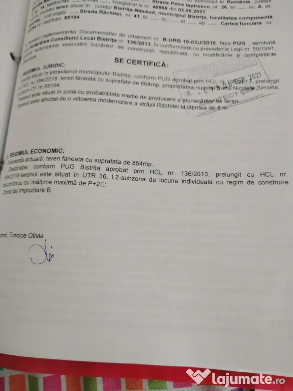 Teren Bistrita zona Valea Ghinzii.