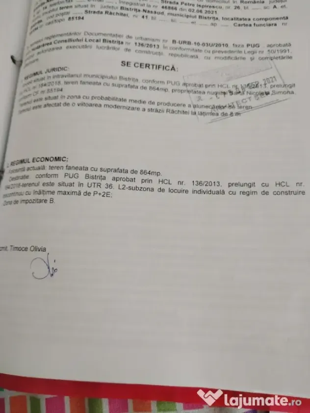 Teren Bistrita zona Valea Ghinzii.