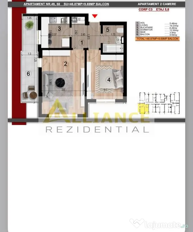 Metrou Berceni-Apartament 2 Camere-57 MP- Partial Mobilat - Popesti Leordeni (Bucuresti-Ilfov)
