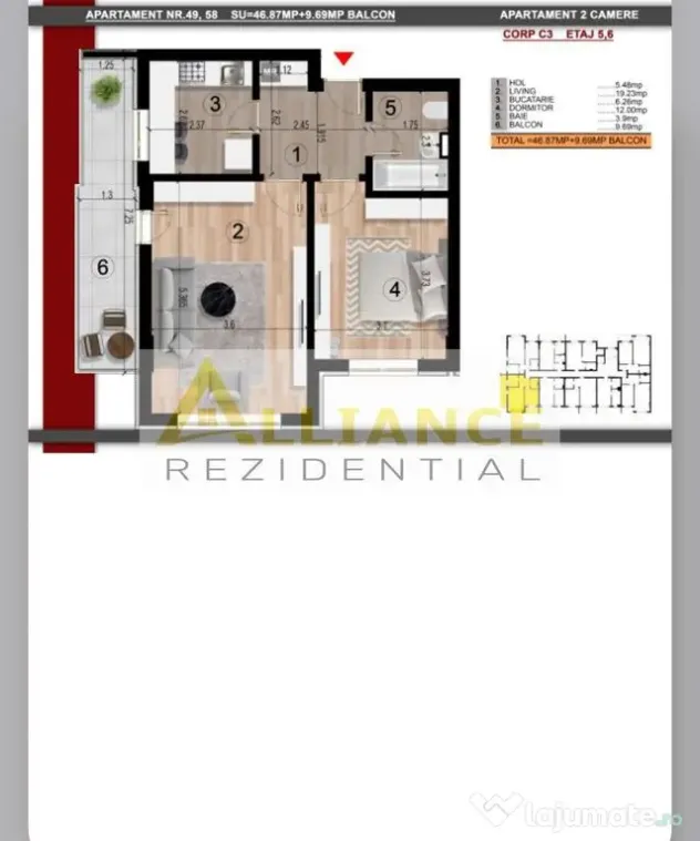 Metrou Berceni-Apartament 2 Camere-57 MP- Partial Mobilat - Popesti Leordeni (Bucuresti-Ilfov)