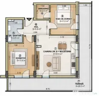 Apartament 3 camere 60 mp terasa 28.5 in Floresti zona Eroil 