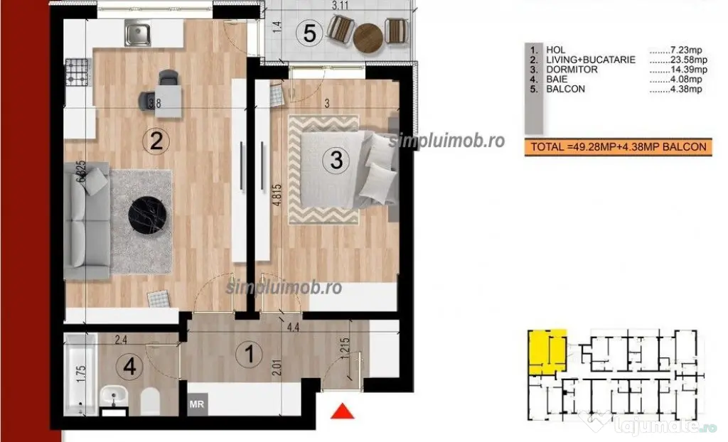 2 Camere Decomandat Bloc Nou Finisaje Moderne - Popesti Leordeni (Bucuresti-Ilfov)