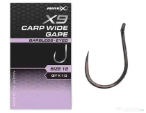 MATRIX CARLIGE MATRIX X9 CARP WIDE GAPE HOOKS BARBLESS, 10buc  Nr 10