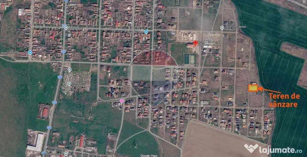 Teren de vânzare 550mp în Cartierul Rezidențial Palladium, Fântânele - Fantanele (Arad)