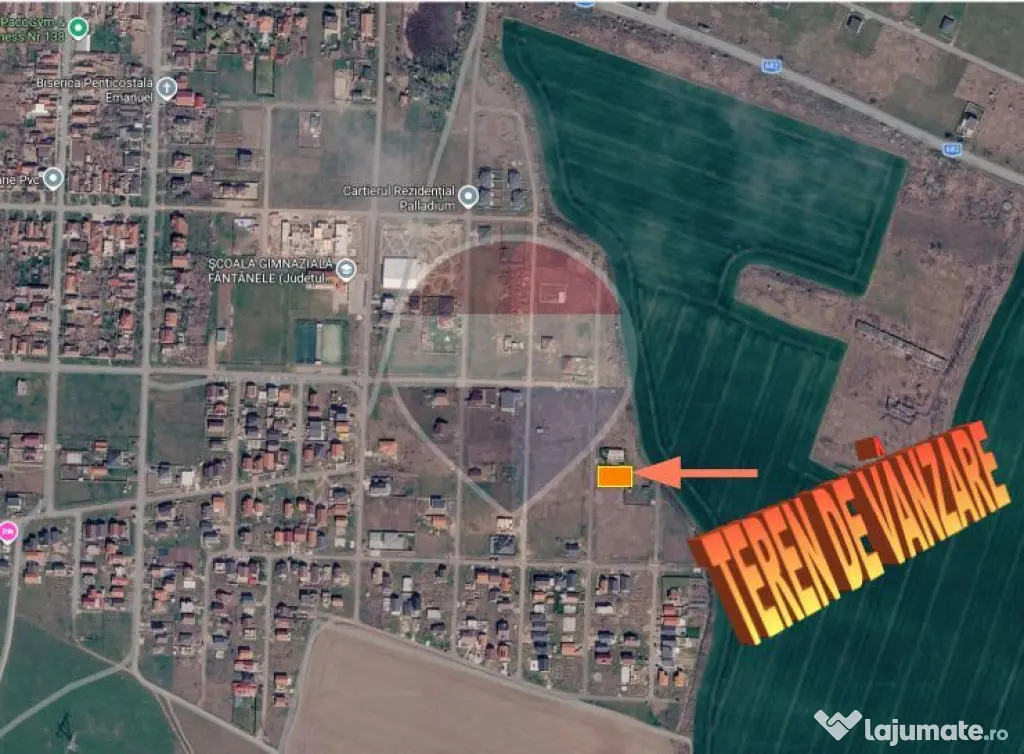 Teren de vânzare 550mp în Cartierul Rezidențial Palladium, Fântânele - Fantanele (Arad)