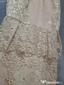 Rochie elegantă dantelă aurie