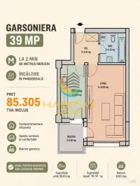 Vânzare Garsoniera 39 mp Popești Leordeni Metrou Berceni 