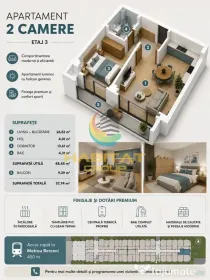 Vânzare Apartament 2 camere 58 mp - Popești Leordeni | Metrou Berceni