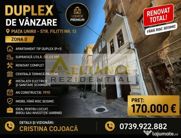 Piata Unirii Apartament tip duplex P+1 50 mp Centru Vechi Complet Renovat - Bucuresti (Bucuresti-Ilfov)