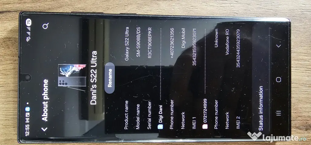 Samsung Galaxy S22 Ultra 5G - 12gb ram 256gb stocare 84% baterry life
