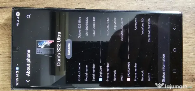 Samsung Galaxy S22 Ultra 5G - 12gb ram 256gb stocare 84% baterry life