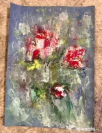 Tablou floral original cu trandafiri romantici