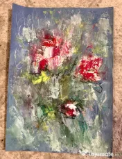Tablou floral original cu trandafiri romantici